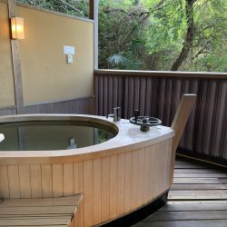 Private onsen bath room at a Japanese ryokan