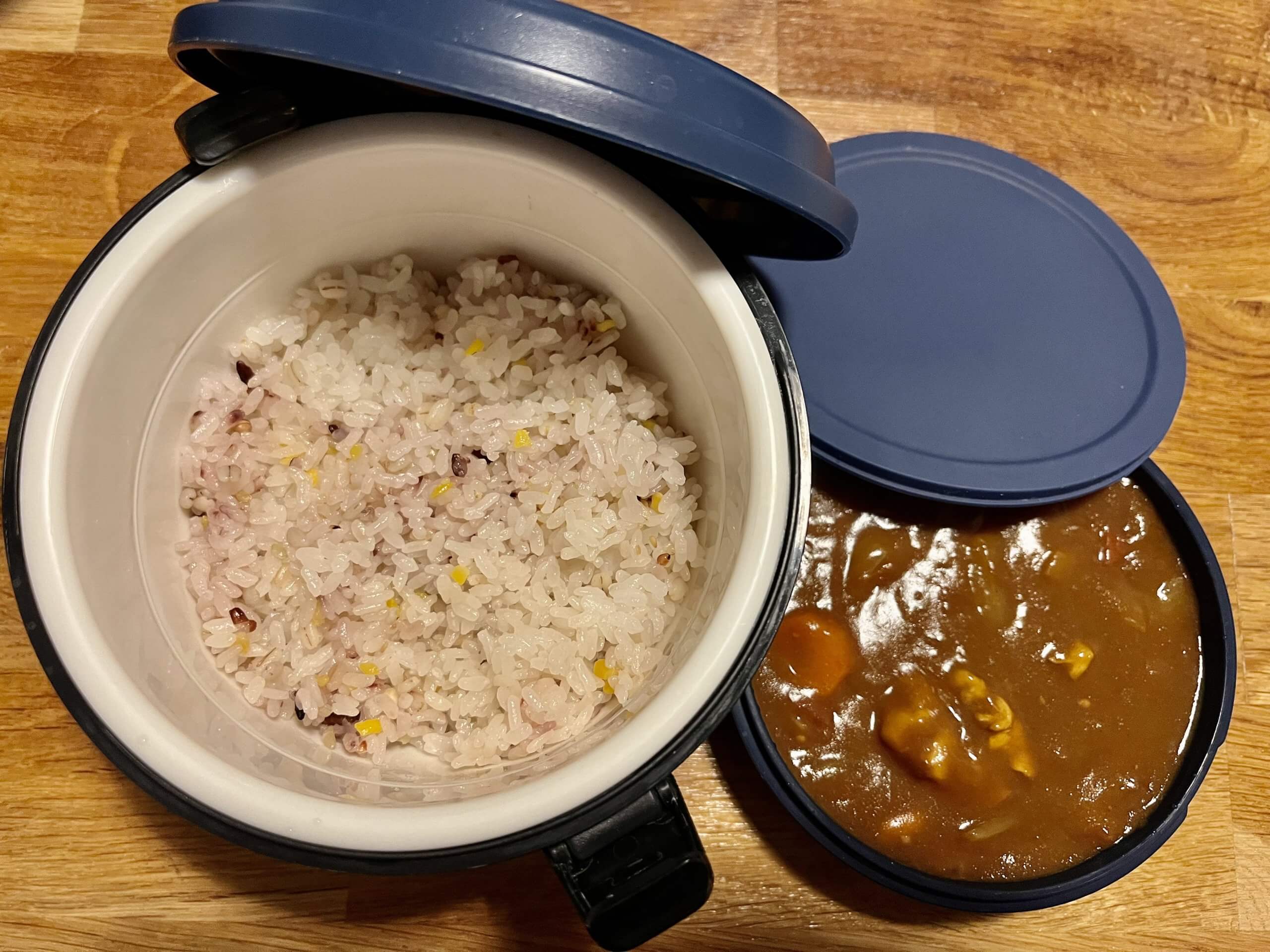 insulated bento jar with curry and rice for lunch
