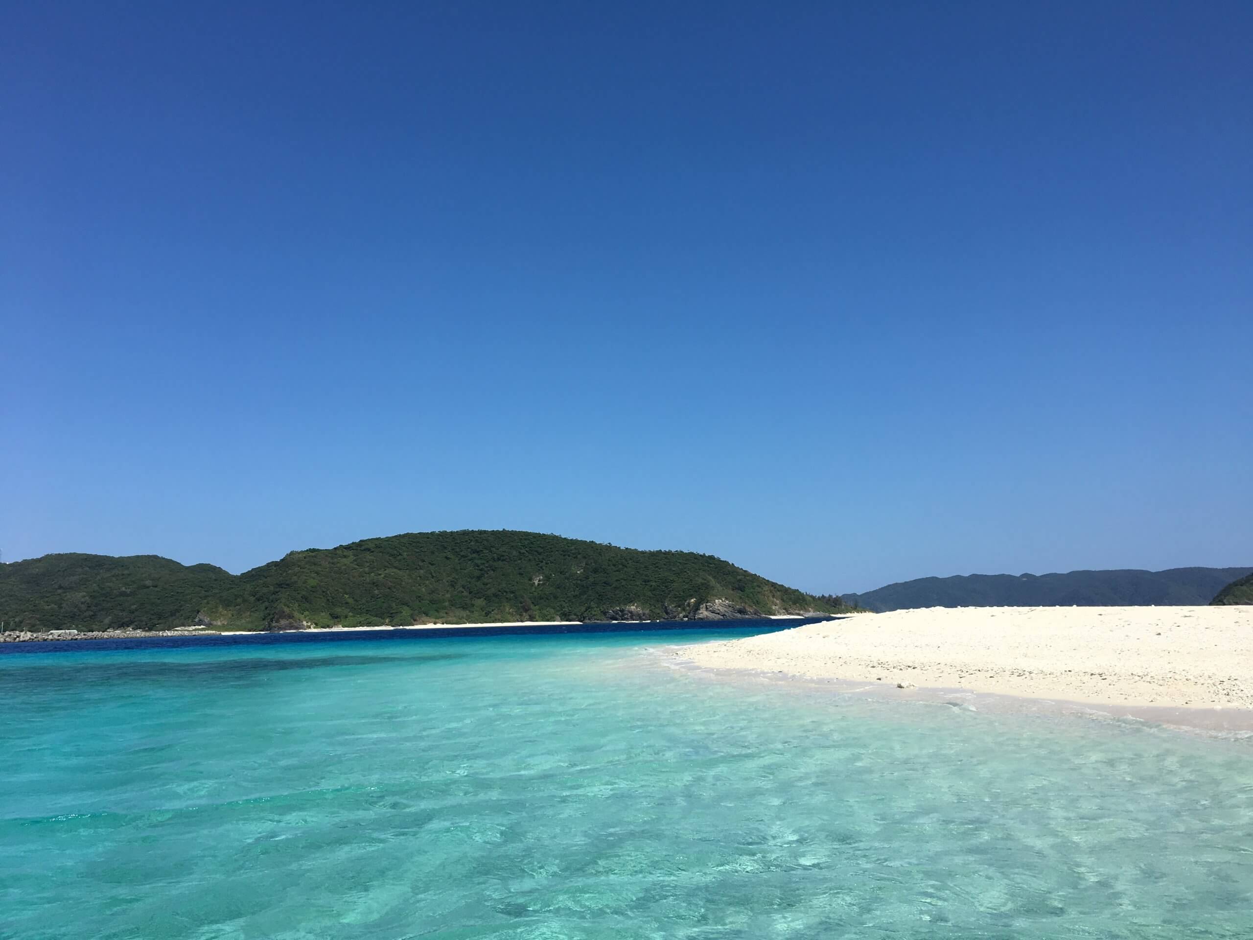 white sand beach near zamami island