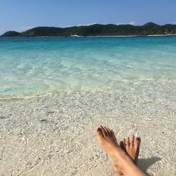 Scenic tropical beach with turquoise sea in Zamami Island, Okinawa
